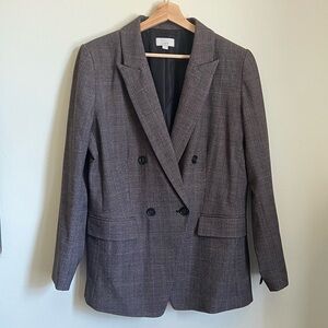 Ann Taylor LOFT Brown Plaid Blazer 14 Suit Jacket Menswear style suiting